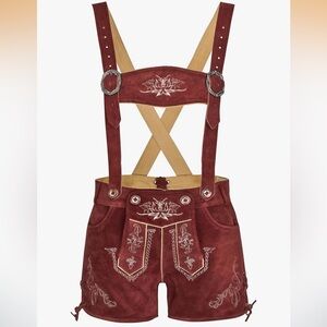 Lederhosen Burgundy Red Leather Shorts EU 36